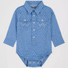 Wrangler Infant Boys Long Sleeve Western Snap Onesie Americana-Blue - 112381490