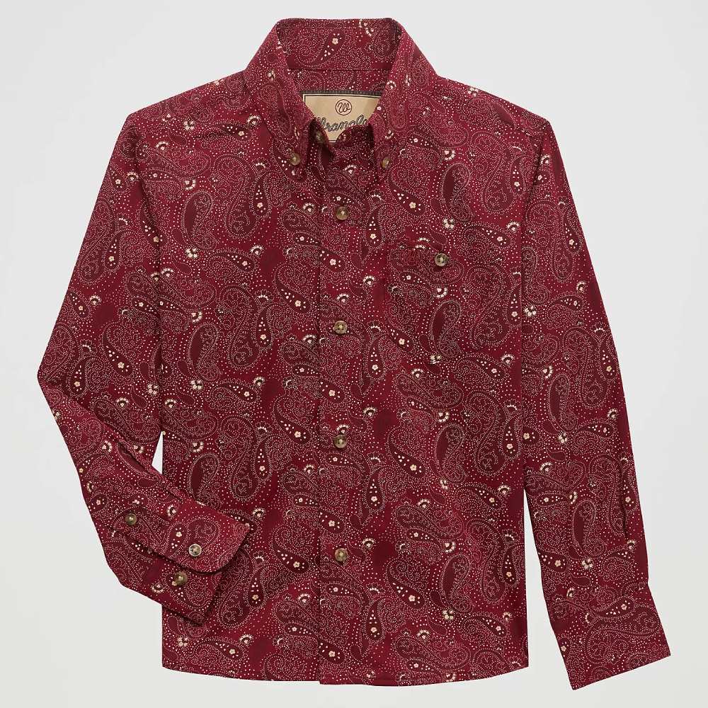 Wrangler Boys Paisley Red Print Shirt