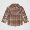Wrangler Boys Plaid Western Snap Shirt Maple Brown - 112381492