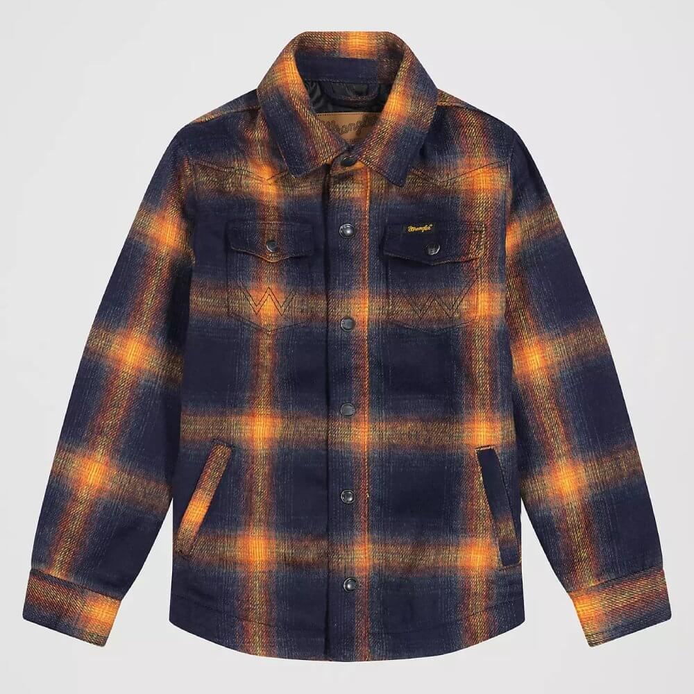 Wrangler Boys Quilt Lined Flannel Shirt Jacket Night Sky - 112382029