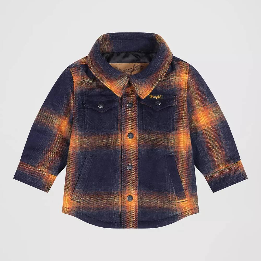 Wrangler Boys Quilt Lined Flannel Shirt Jacket Night Sky - 112382030