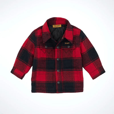 Wrangler Boys Quilt Lined Flannel Shirt Jacket Red Buffalo - 112368357