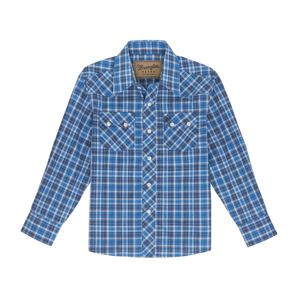 Wrangler Boys Retro Blue Shirt