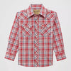 Wrangler Boys Retro Western Plaid Shirt Red Vermilion - 112374768