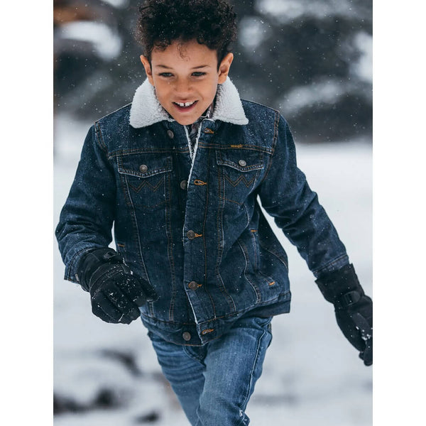Wrangler Boys Sherpa Lined Denim Jacket | Rustic Blue