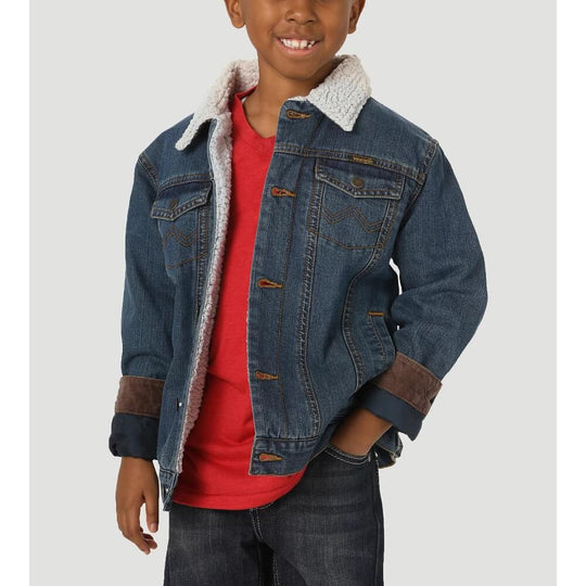 美品　L'Appartement /Boys denim Jacket Wrangler Boys Sherpa Lined Denim Jacket | Rustic Blue