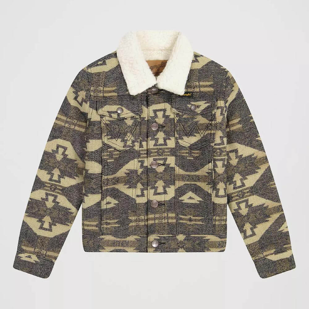 Wrangler Boys Sherpa Lined Jacquard Print Jacket Elmwood - 112381949