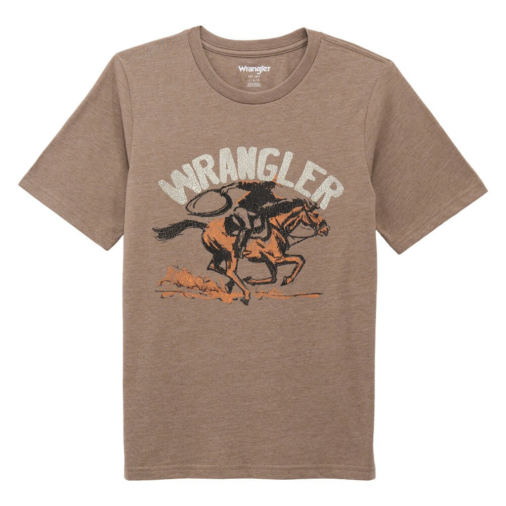 Wrangler Boys Short Sleeve Graphic T-Shirt Brindle Heather - 112375846