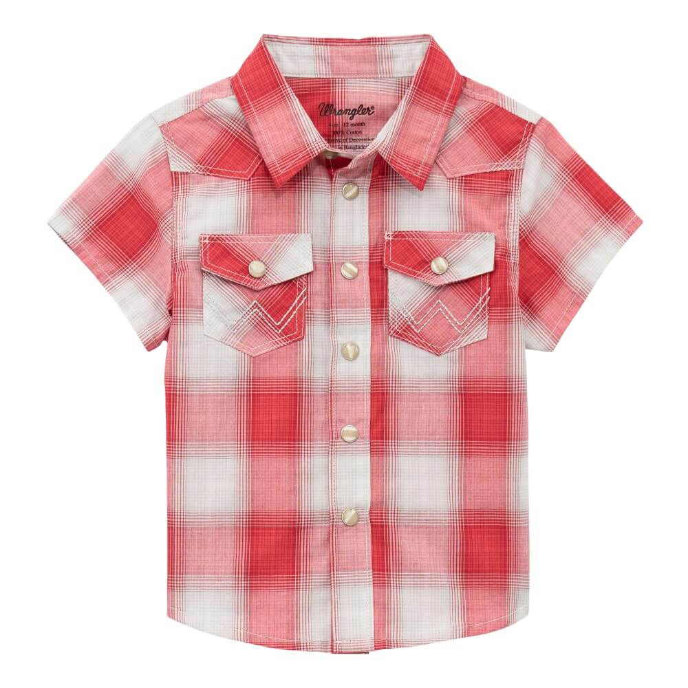 Wrangler Boys Short Sleeve Shirt Red - 112378881