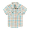 Wrangler Boys Short Sleeve Shirt Tan/Turquoise - 112378882