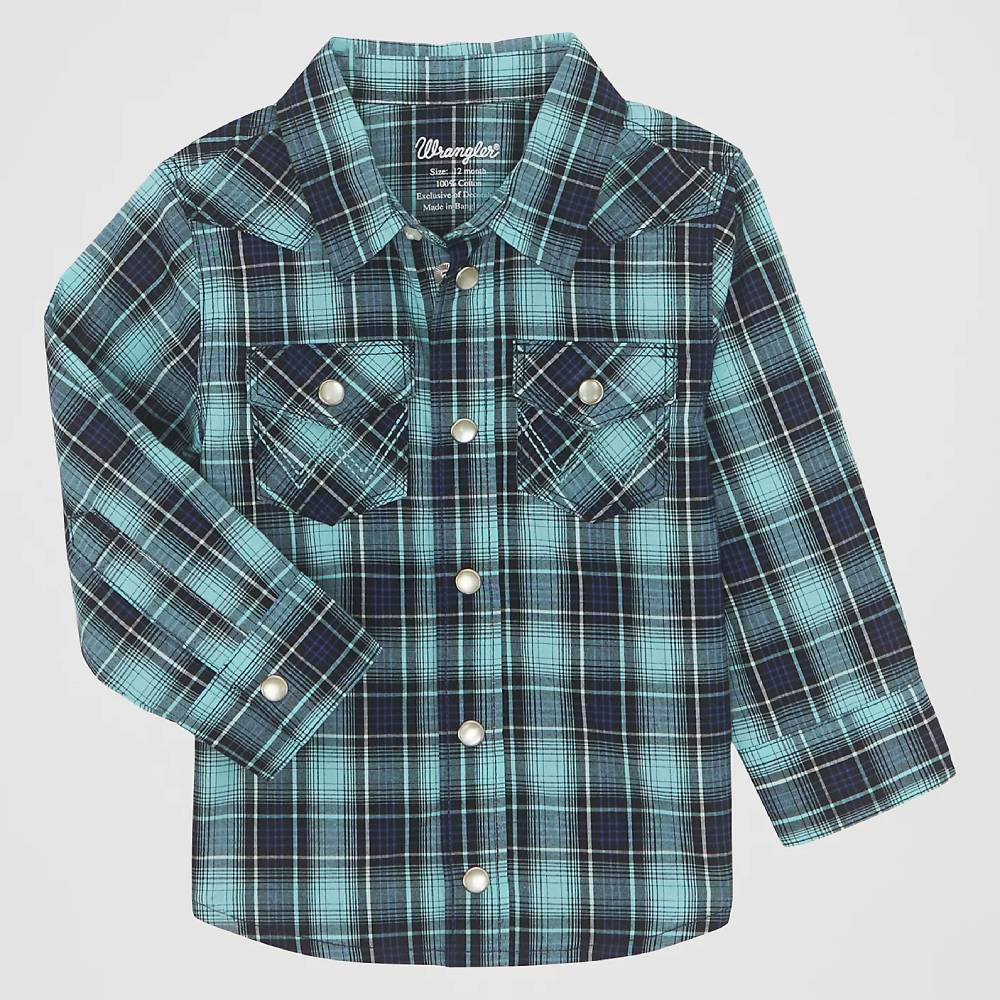 Wrangler Boys Snap Plaid Western Shirt