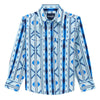 Wrangler Boys Snap Print Shirt Checotah Blue - 112379203