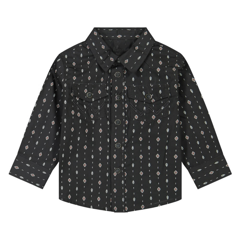 Wrangler Boys Snap Western Shirt Black - 112381495