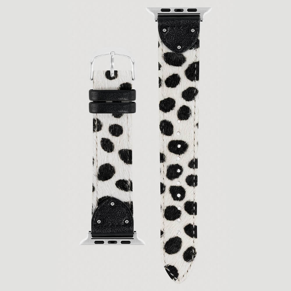 Wrangler Cow Hair Studded Universal Watchband Black/White - LW/1002SVCWWR