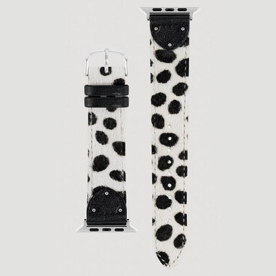 Wrangler Cow Hair Studded Universal Watchband Black/White - LW/1002SVCWWR