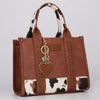Wrangler Cowhide Heart Bag Charm Brown - WGC-1017BR