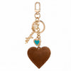 Wrangler Cowhide Heart Bag Charm Brown - WGC-1017BR
