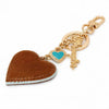 Wrangler Cowhide Heart Bag Charm Brown - WGC-1017BR