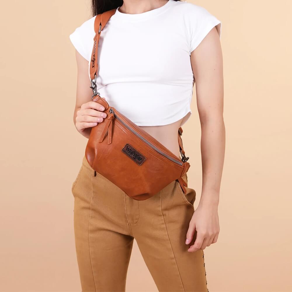 Wrangler Fanny Pack Belt Sling Bag Light Brown - WG82-194LBR
