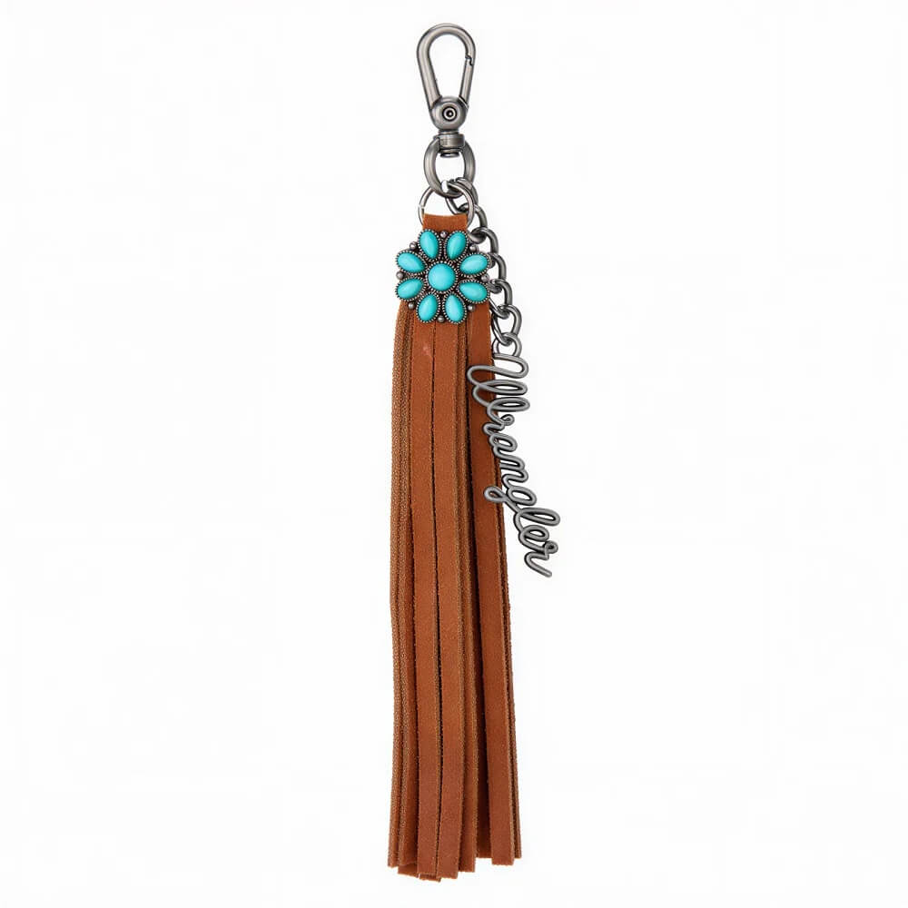 Wrangler Fringe Suede Bag Charm Brown - WGC-1021BR