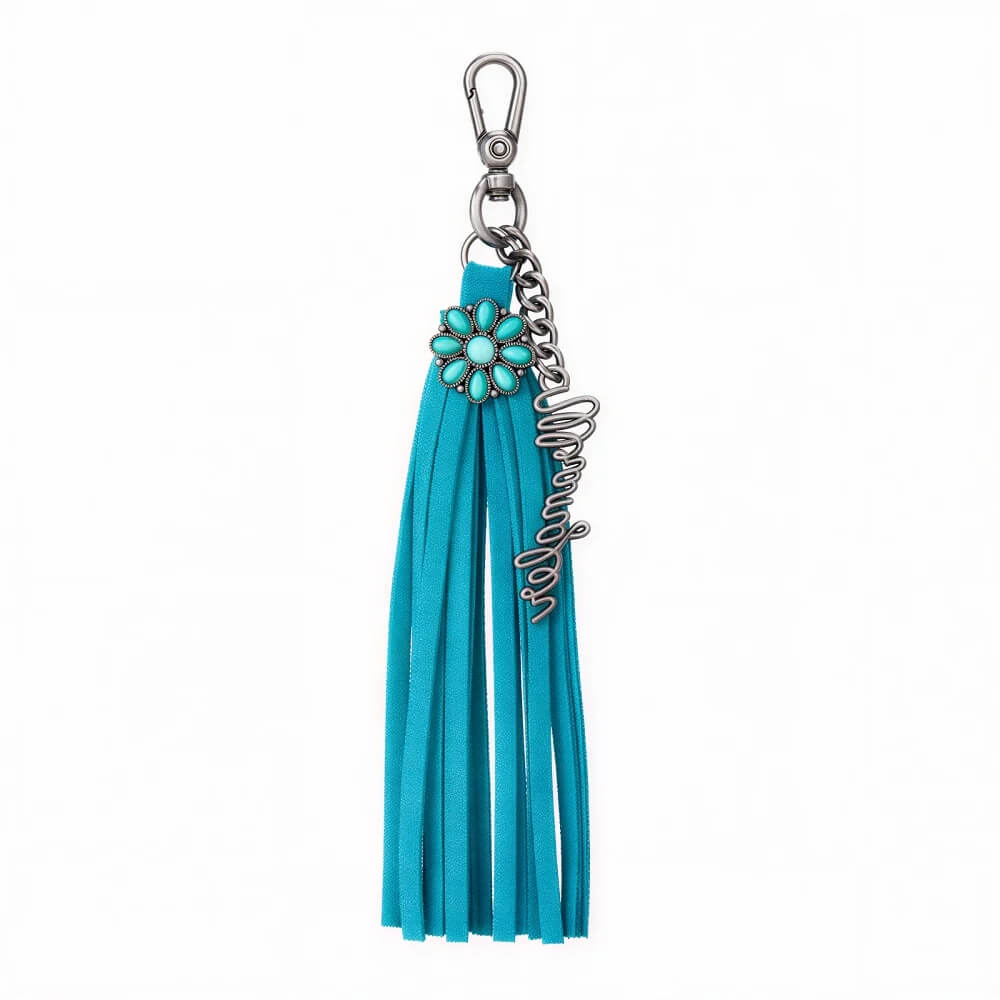 Wrangler Fringe Suede Bag Charm Turquoise - WGC-1021TQ