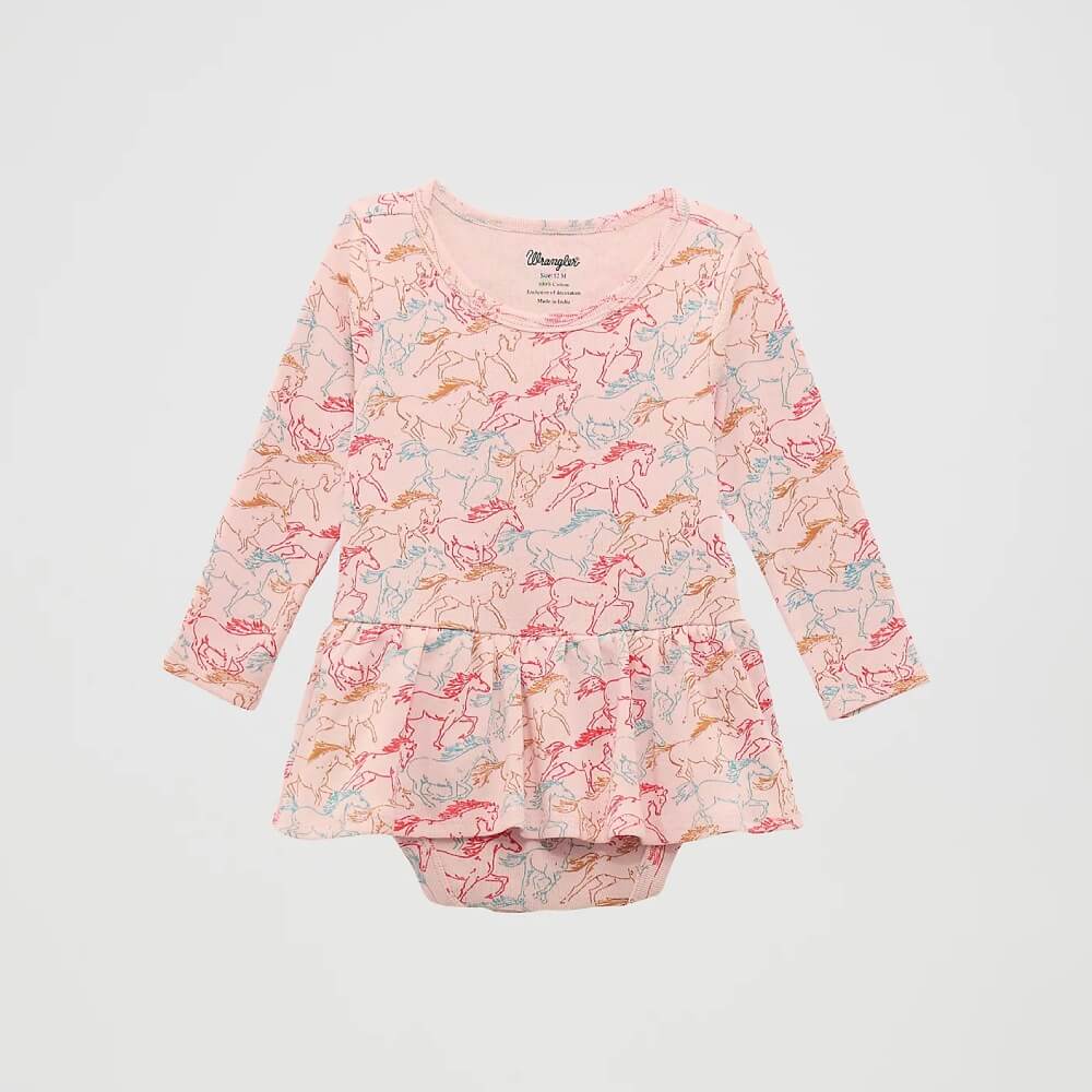 Wrangler Girls Allover Print Skirted Bodysuit Pink - 112371931