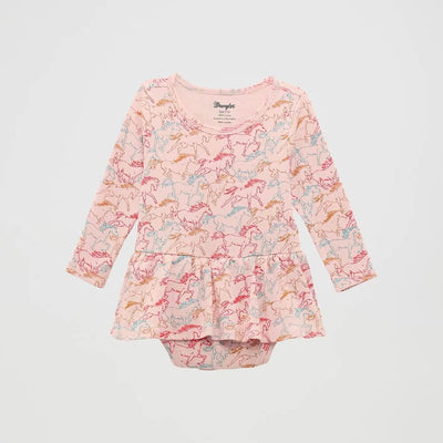 Wrangler Girls Allover Print Skirted Bodysuit Pink - 112371931
