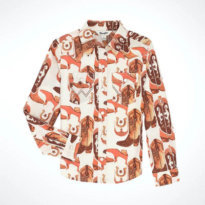 Wrangler Girls Bold Print Western Snap Shirt