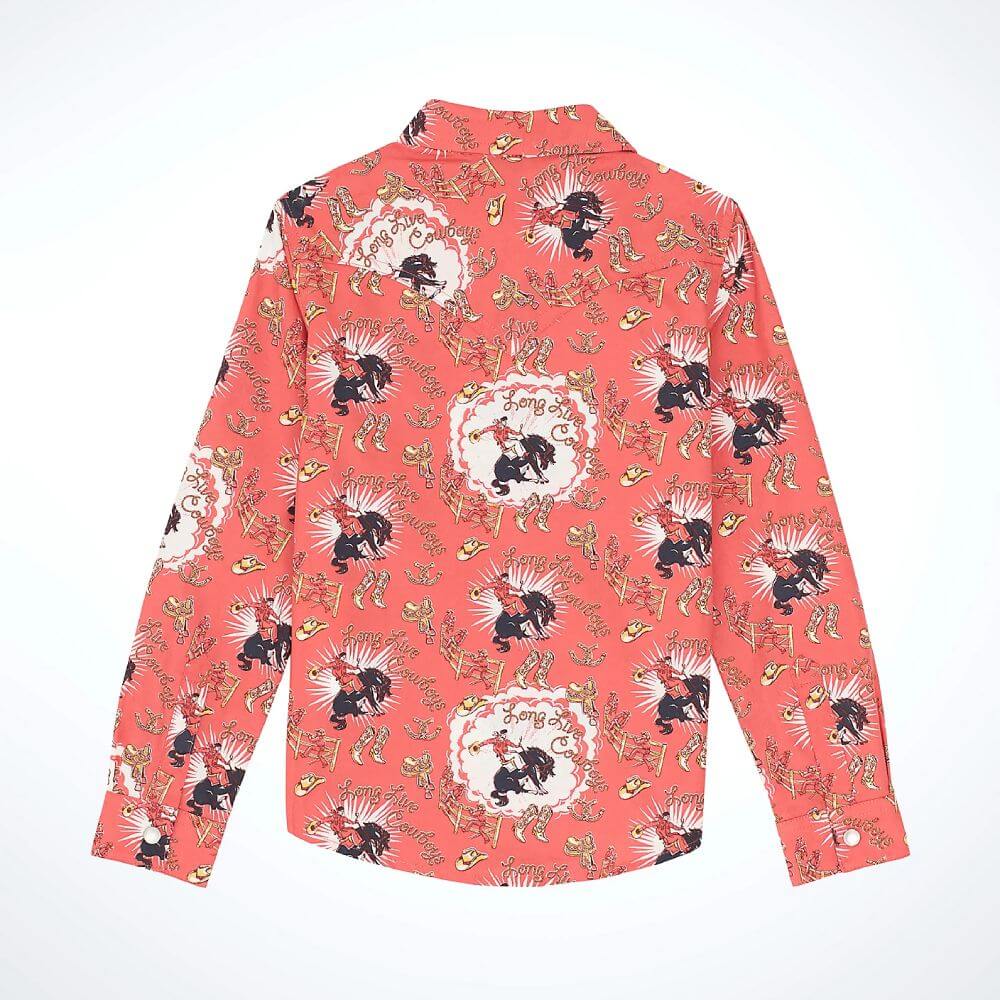 Wrangler Girls Cowboy Horse Print Western Shirt