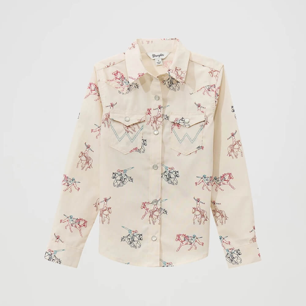 Wrangler Girls Cowboy Horse Western Shirt