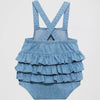 Wrangler Girls Denim Ruffle Onesie Blue - Medium - 112374986