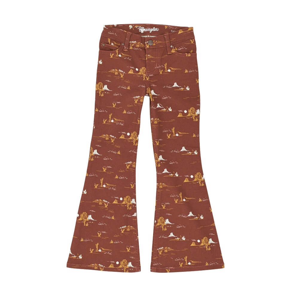 Wrangler Girls Desert Print Flare Jeans (Sizes: 4 - 18) - 112367555