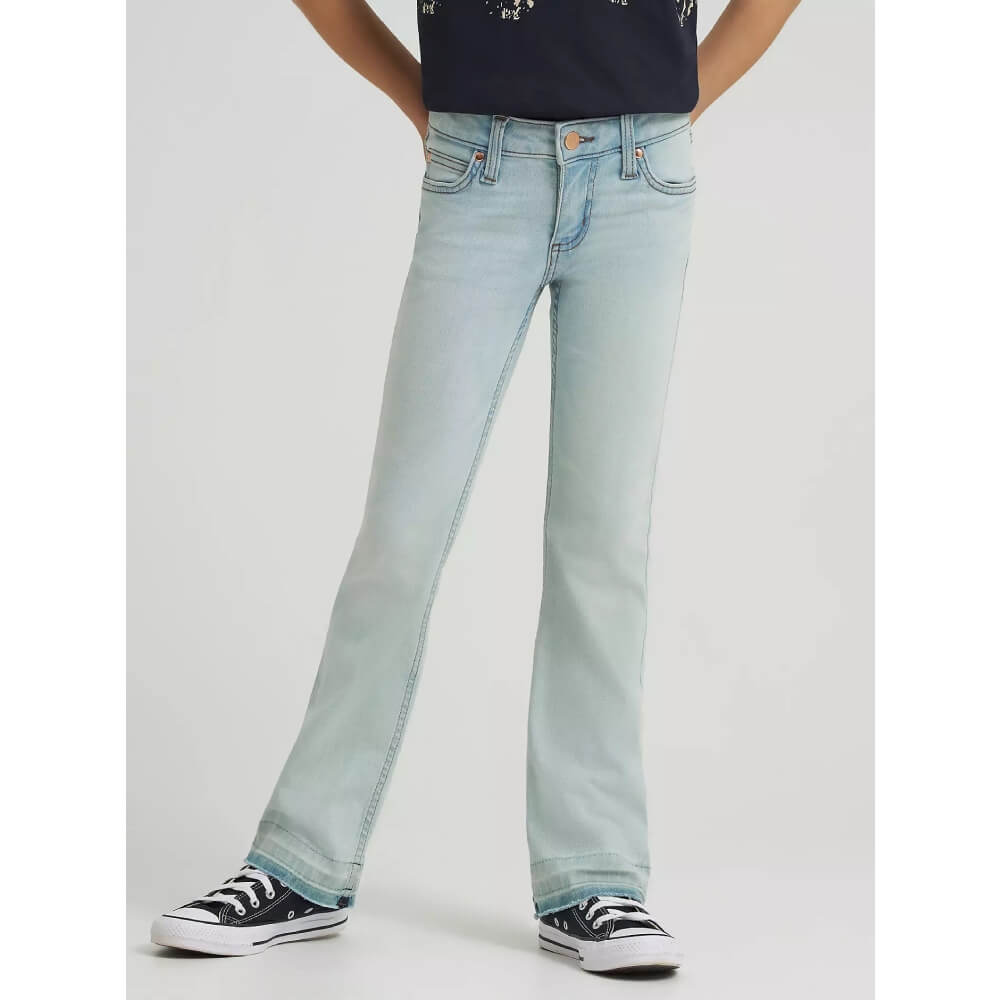 Wrangler Girls Lainey Wilson x Wrangler Raw Hem Boot Jeans Bleach Blue - 112368275