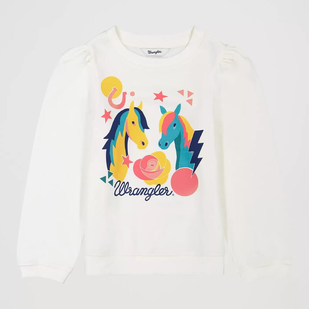 Wrangler Girls Puff Sleeve Graphic T-Shirt White - 112382653