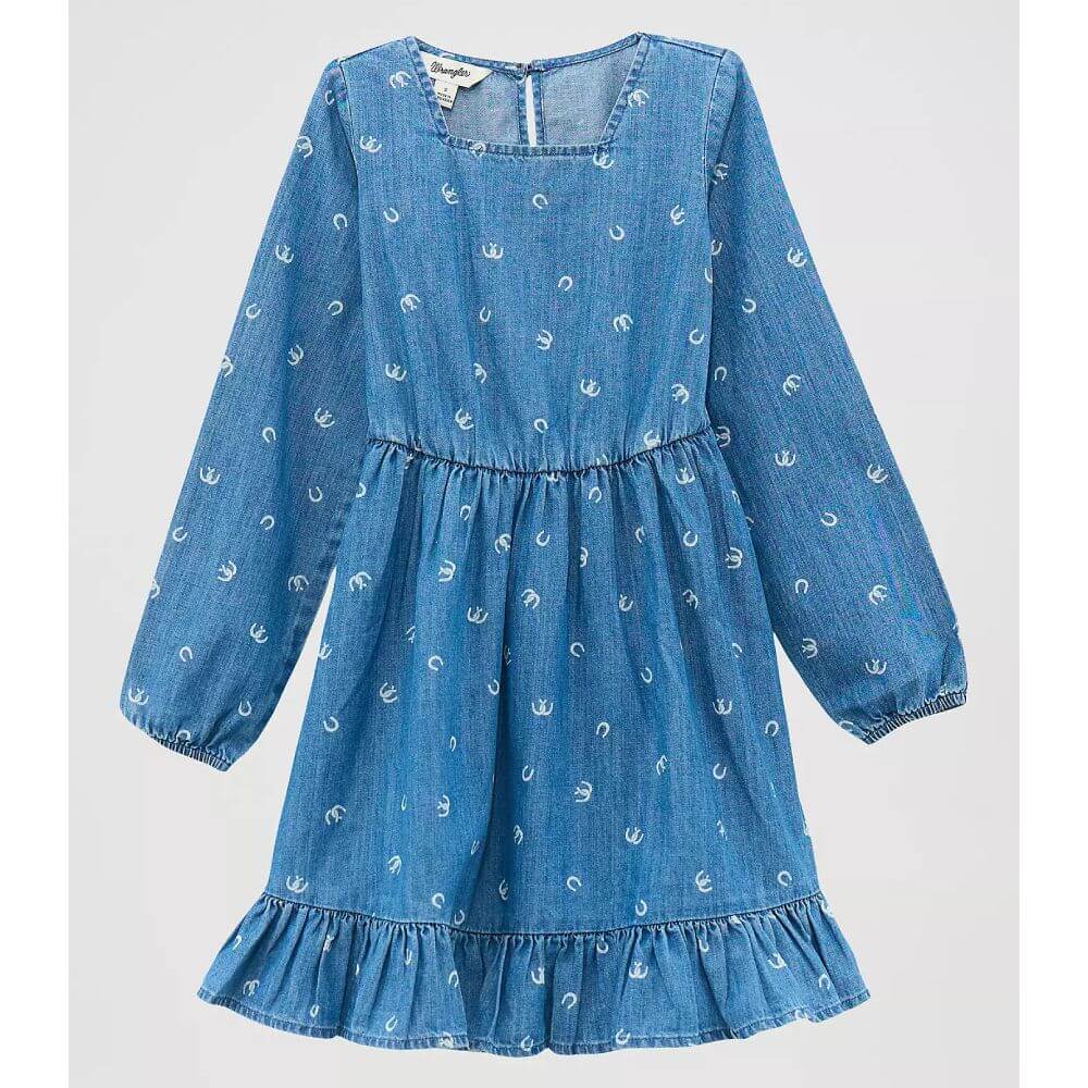 Wrangler Girls Ruffle Hem Denim Dress - 112372431