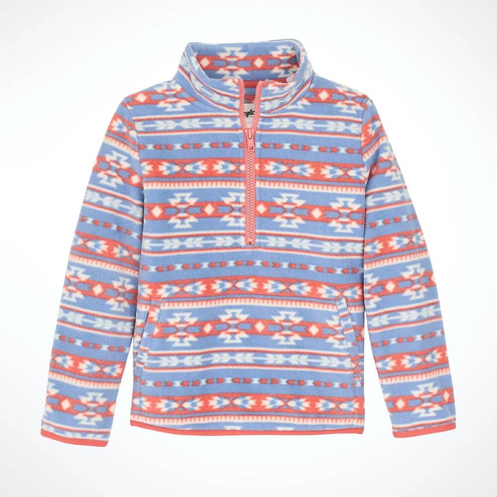 Wrangler Girls Southwest Quarter-Zip Pullover Peri Blue - 112367404