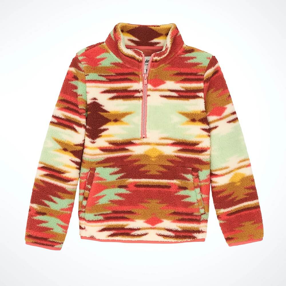 Wrangler Girls Southwest Quarter-Zip Sherpa Pullover