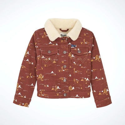 Wrangler Girls Southwestern Print Denim Jacket Burgundy - 112367480
