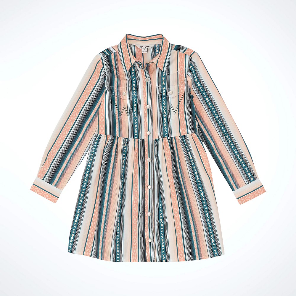 Wrangler Girls Stripe Western Snap Dress