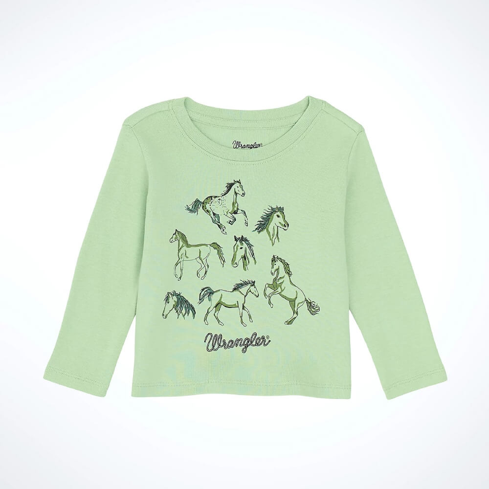 Wrangler Girls Western Graphic Long Sleeve T-Shirt Mint Green - 112367499