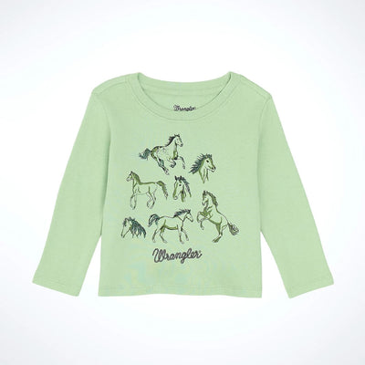 Wrangler Girls Western Graphic Long Sleeve T-Shirt Mint Green - 112367499