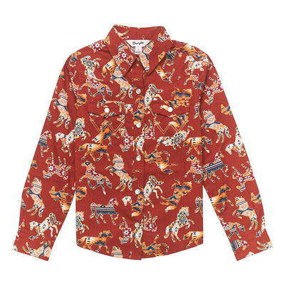 Wrangler Girls Western Red Shirt 