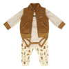 Wrangler Infant Boys 3 Piece Cowboy Quilted Vest/Pant Set Brown Sugar - PW2100043