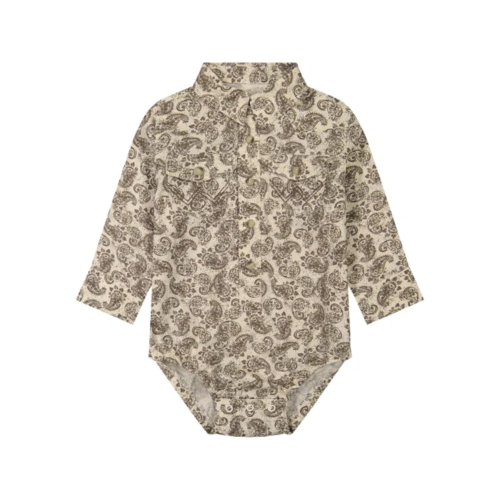 Wrangler Infant Boys Long Sleeve Paisley Snap Onesie Brown - 112381489