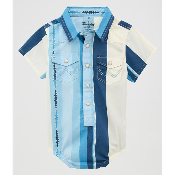 infant dress shirt Wrangler Infant Boys Stripe Onesie Blue/White Color