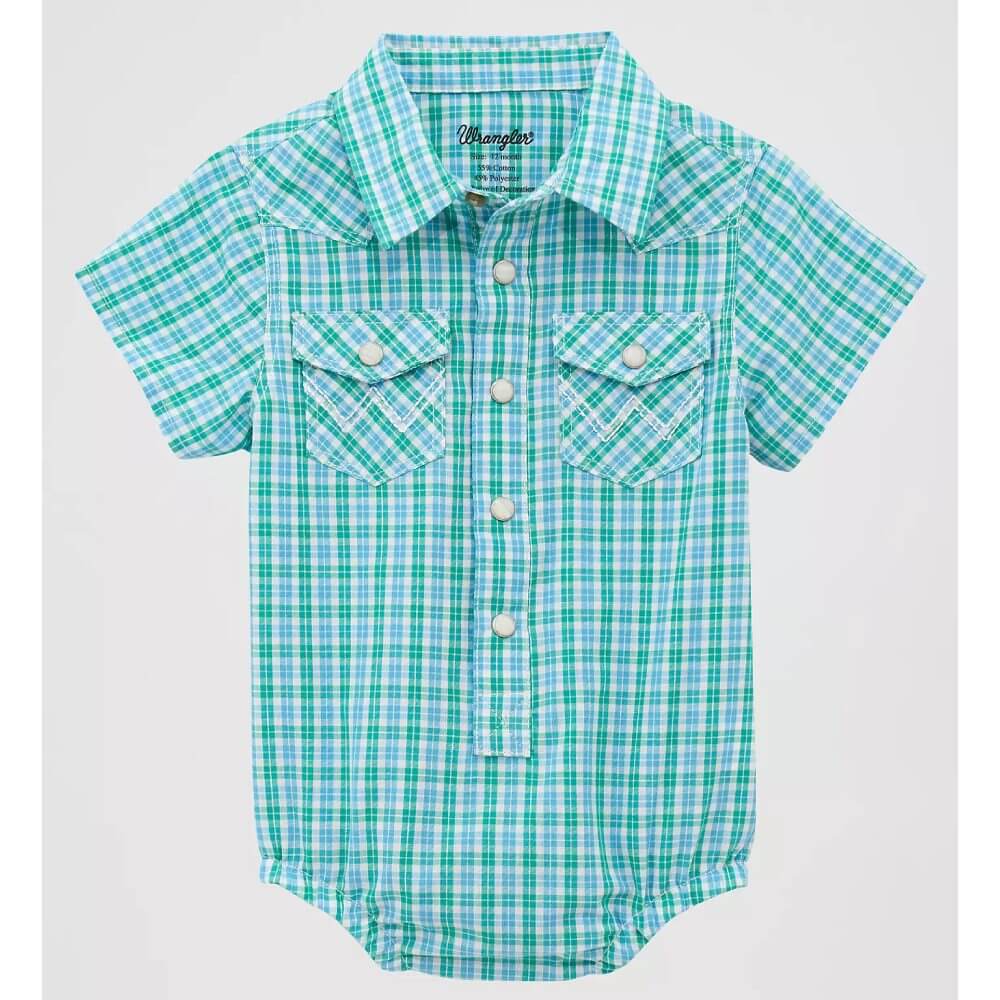 Wrangler Infant Boys Western Snap Onesie Bright Blue - 112378885