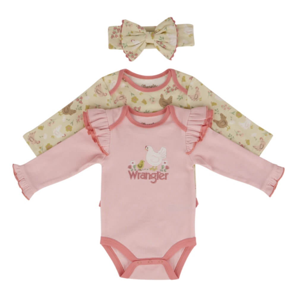 Wrangler Infant Girls Chicken Onesie Set Lotus Pink - HW1100035