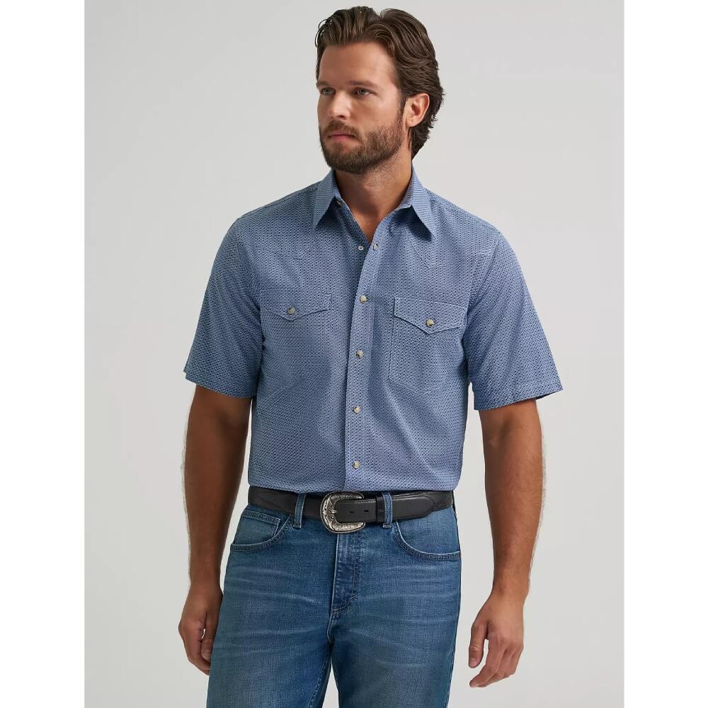 Wrangler Mens 20X® Competition Advanced Comfort Shirt Navy Geo - 112378712