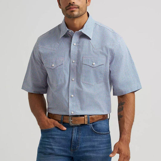 J.ナカムラ様Hipsters Reunion 663 14oz W34 L32 Wrangler Mens 20X Comfort Western Snap Shirt Blue Stops