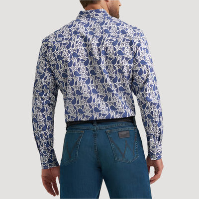 Wrangler Mens 20X® Competition Advanced Western Shirt Atlantic Paisley - 112367936